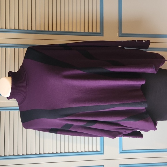 Alfani Tops - Alfani Women's Purple and Black Turtleneck Sweater